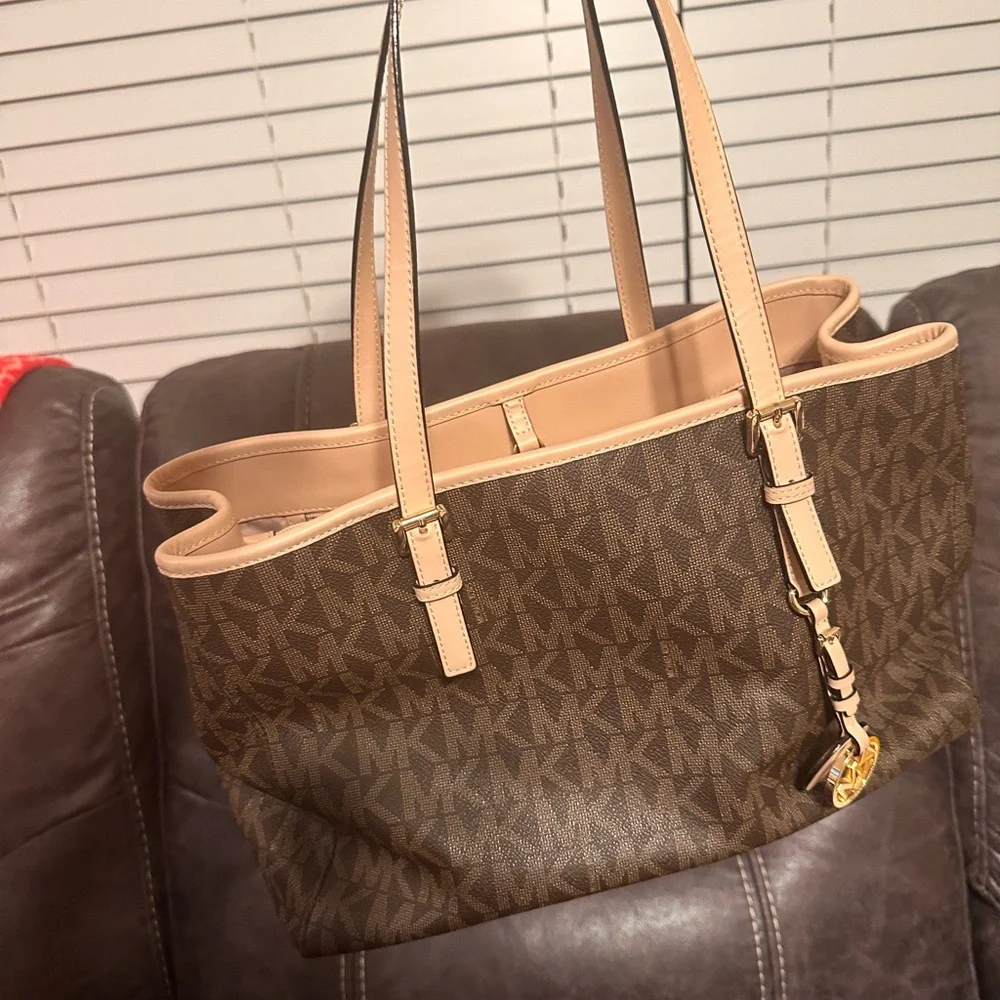 Michael Kors Tan and Brown Signature Tote - Picture 3 of 3
